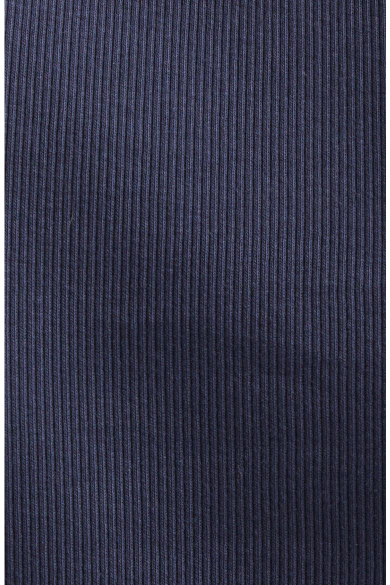 Coralee Mixed Media Puff Sleeve Stretch Cotton Top, Alternate, color, NAVY