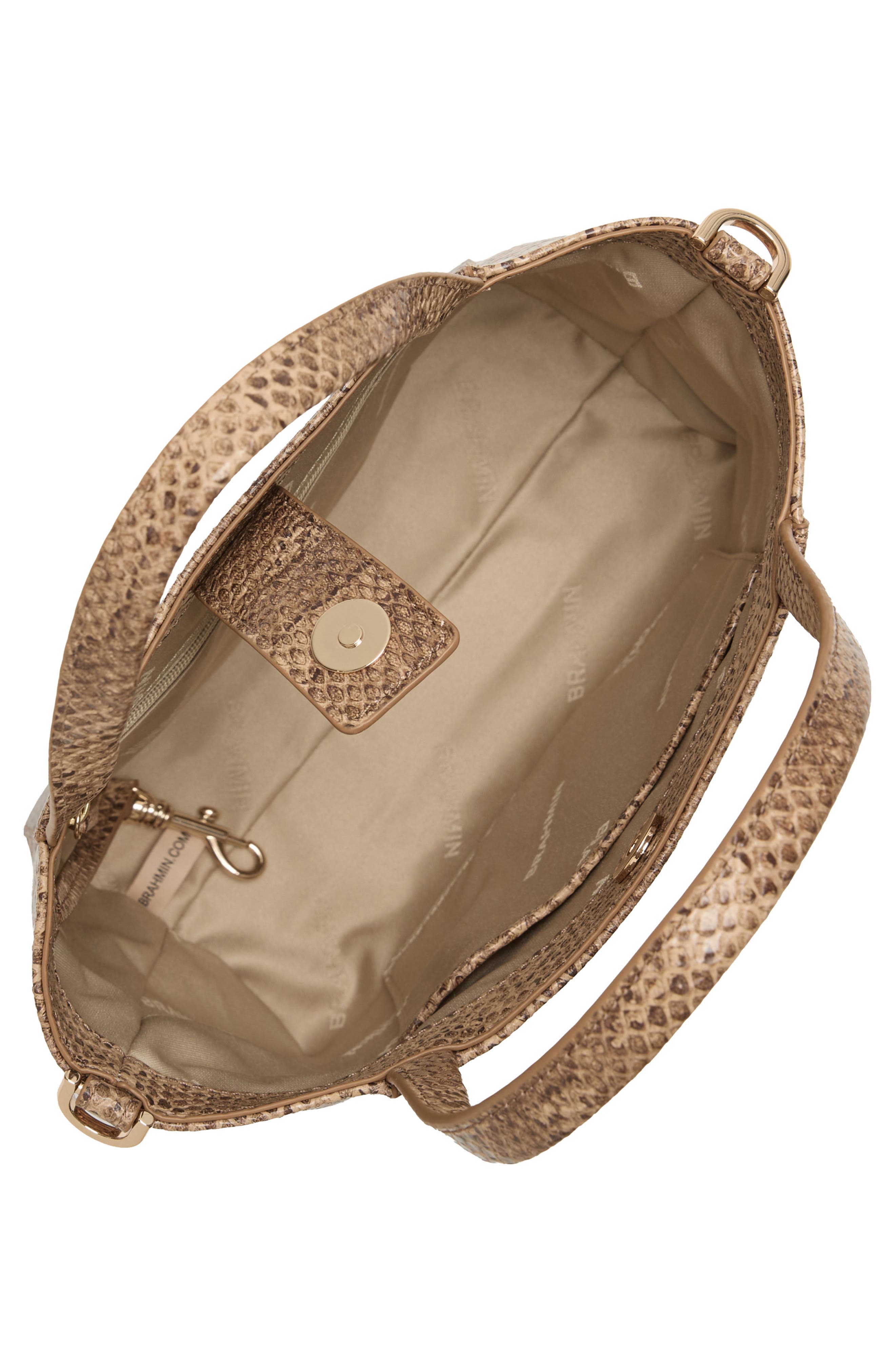Small Mona Croc Embossed Leather Top Handle Bag, Alternate, color, LIGHT PECAN