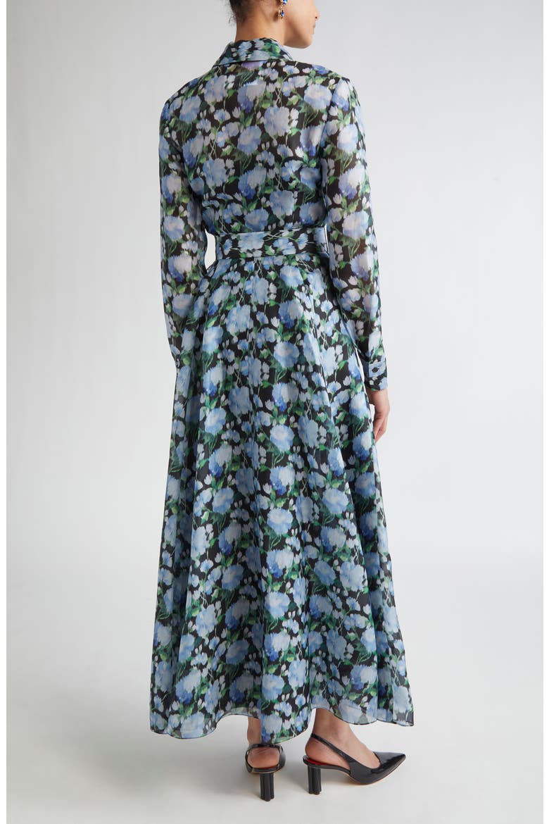 Floral Print Long Sleeve Trench Dress, Alternate, color, BLUE MULTI COLOR