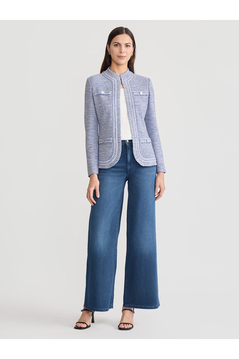 Melange Tweed Knit Jacket, Main, color, Aegean Blue/Biscotti