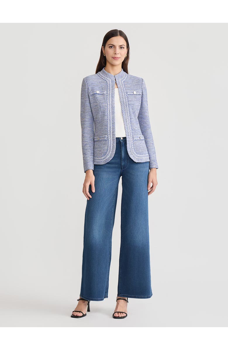 Misook Melange Tweed Knit Jacket, Alternate, color, Aegean Blue/Biscotti