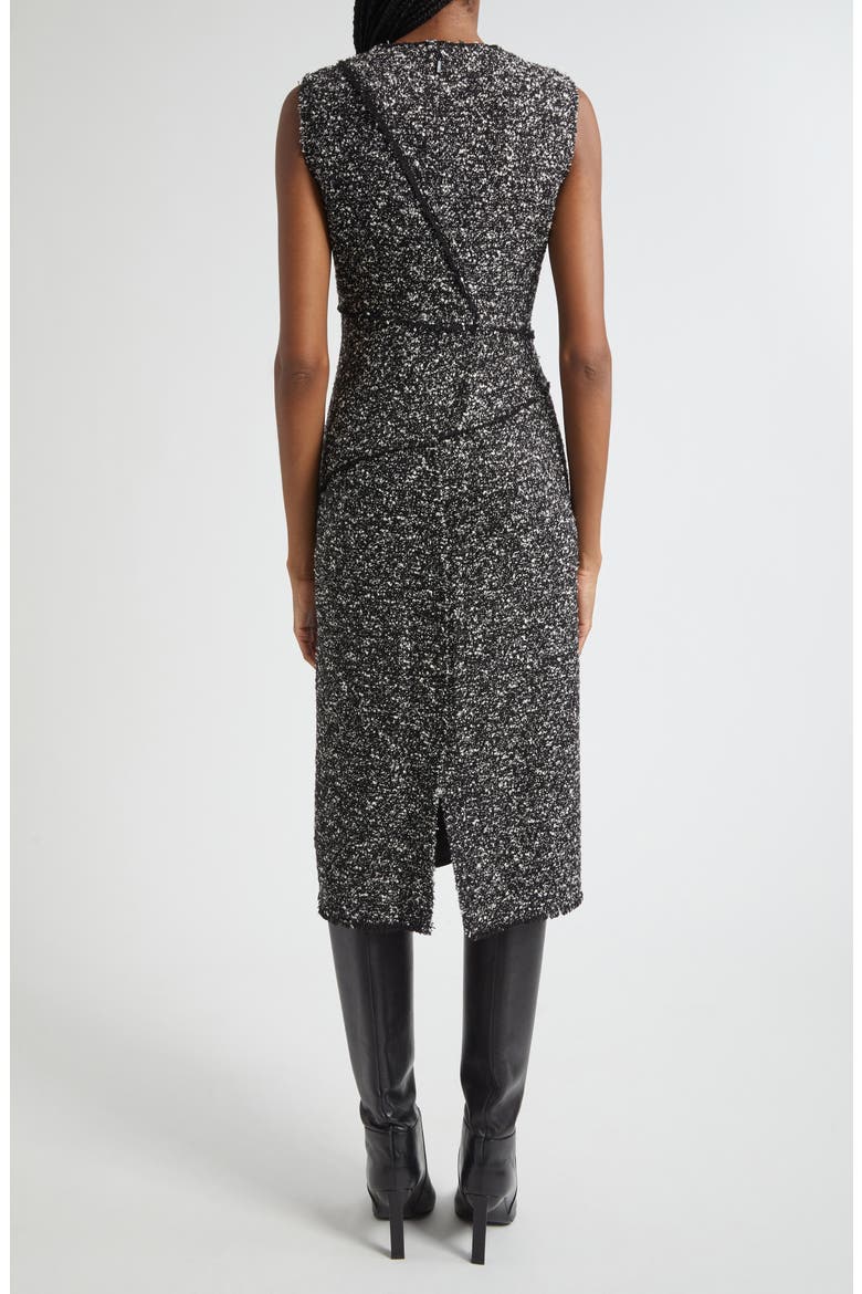 Fringed Seam Wool Blend Tweed Sheath Dress, Alternate, color, BLACK MULTI