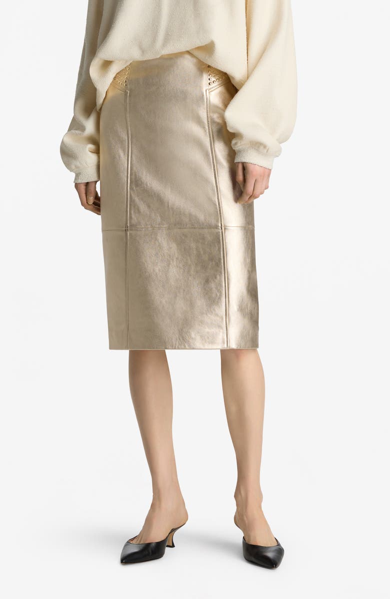 St. John Collection Metallic Leather Skirt, Main, color,