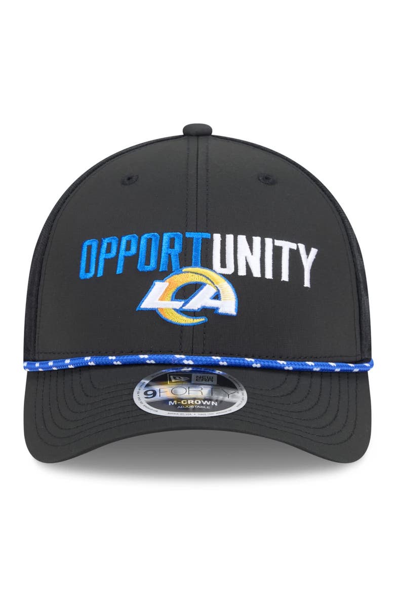 New Era Men
s New Era Black Los Angeles Rams 2025 Inspire Change 9FORTY M-Crown Adjustable Hat, Alternate, color, Black