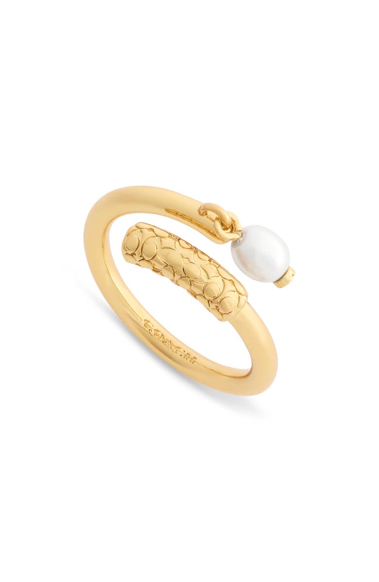 COACH Faux Pearl Twist Band Ring, Alternate, color,