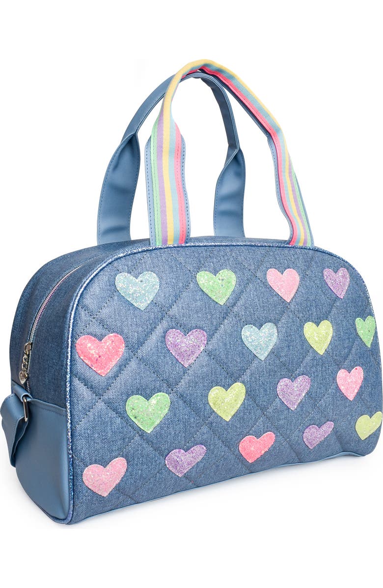 OMG Accessories Kids' Heart Diamond Quilted Duffle Bag, Alternate, color,