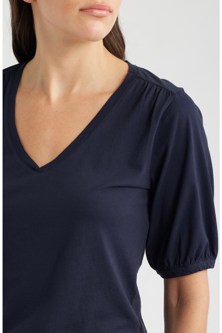 Puff Sleeve Cotton T-Shirt, Alternate, color, DARK INDIGO