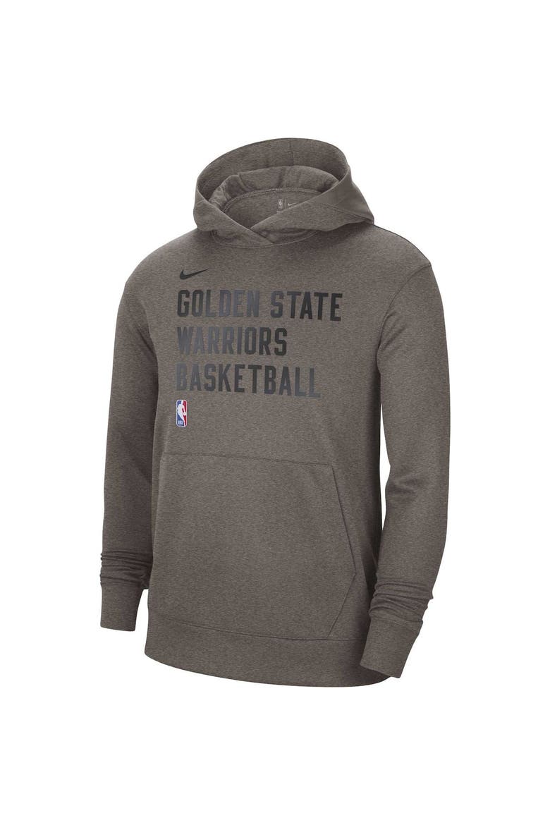 Unisex Nike Olive Golden State Warriors 2023/24 Performance Spotlight On-Court Practice Pullover Hoodie, Alternate, color, Heather Gray