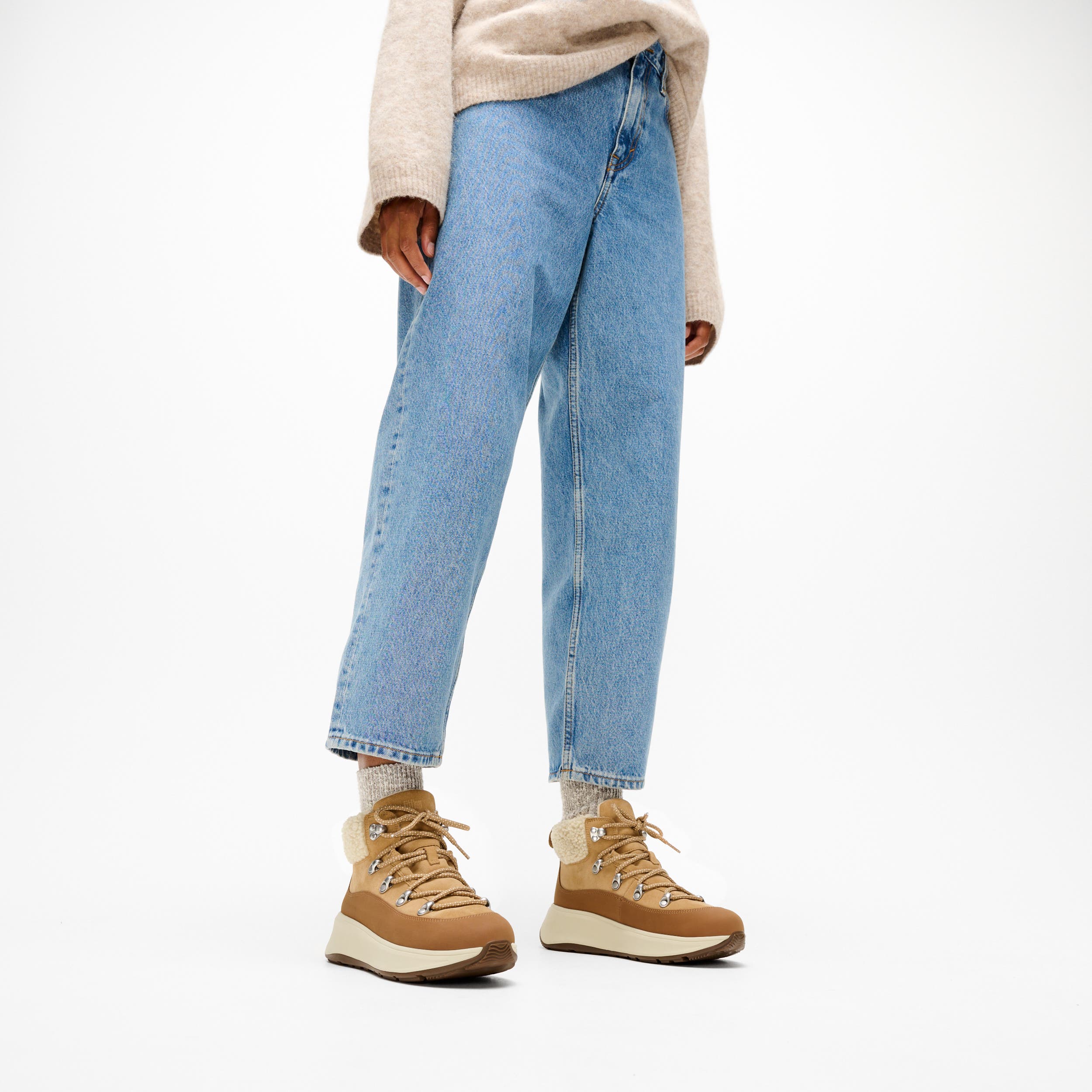 F Mode Teddy Collar Booties, Alternate, color, Desert Tan