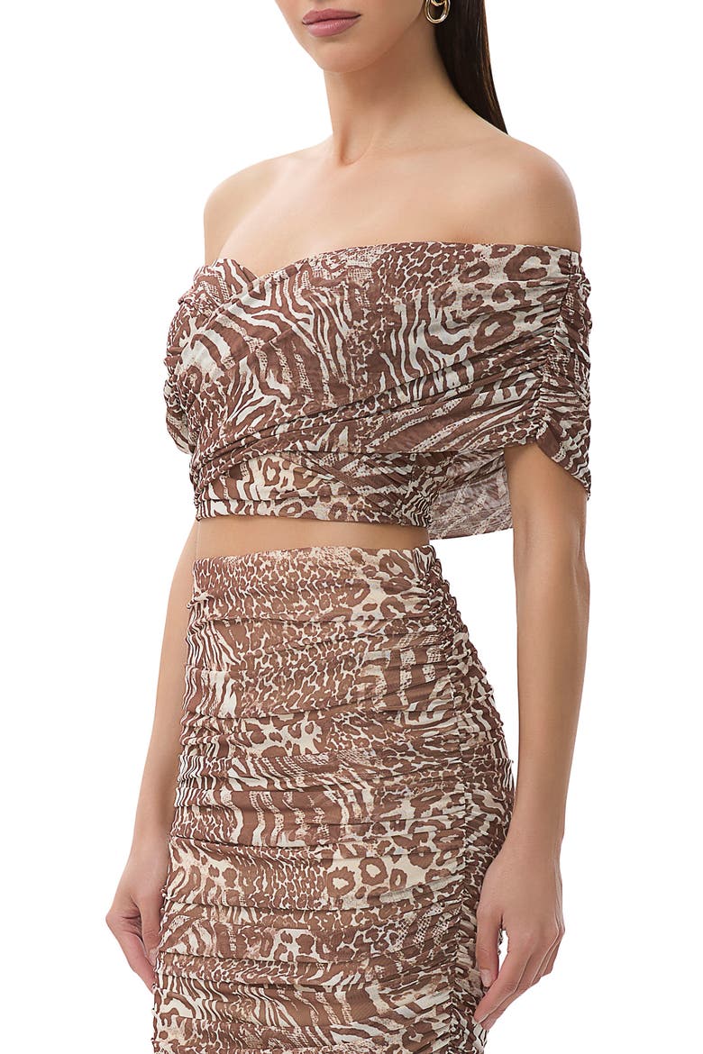 Fabiola Off the Shoulder Crop Top, Alternate, color, TAUPE ANIMAL