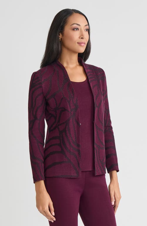 Ming Wang Heritage Rosette Jacquard Knit Jacket In Red