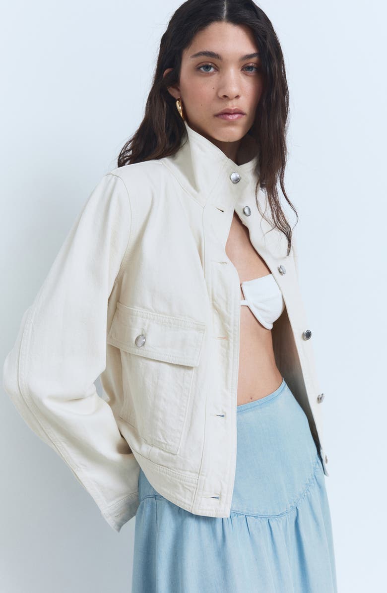 MANGO Gathered Denim Midi Skirt, Alternate, color, Medium Blue