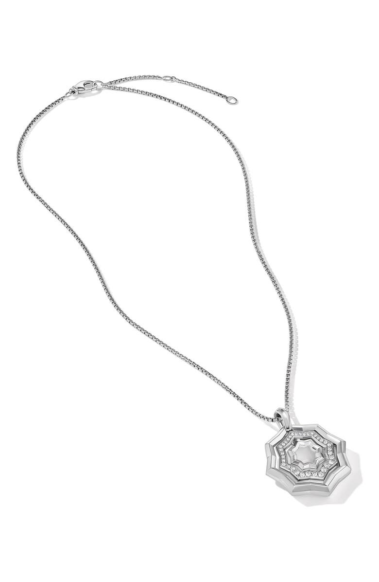 David Yurman Stax Zig Zag Pendant Necklace in Sterling Silver with Diamonds, 28mm, Alternate, color, Sterling Silver