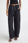 Alexander Wang Wide Leg Sweatpants with Rhinestone Drawstring