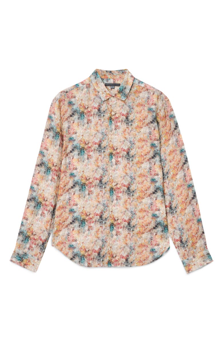 John Varvatos Luca Paint Pattern Button-Up Shirt, Alternate, color, Buttercup