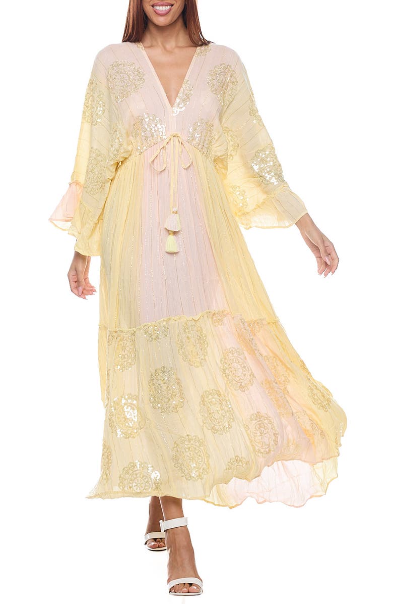 RANEES Bell Sleeve Maxi Dress, Main, color, 