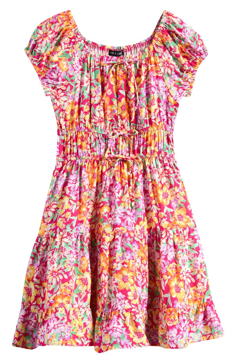 Ava & Yelly Kids' Floral Puff Sleeve Dress, Main, color, 