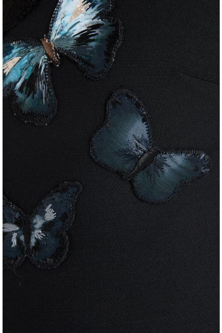 Butterfly Embroidered Lace Panel Midi Dress, Alternate, color, 0NO-BLACK