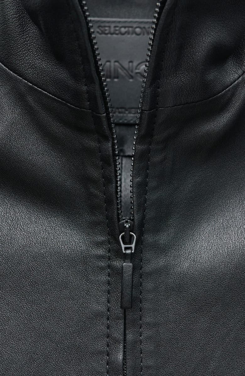 MANGO Two-Way Zip Leather Jacket, Alternate, color, 