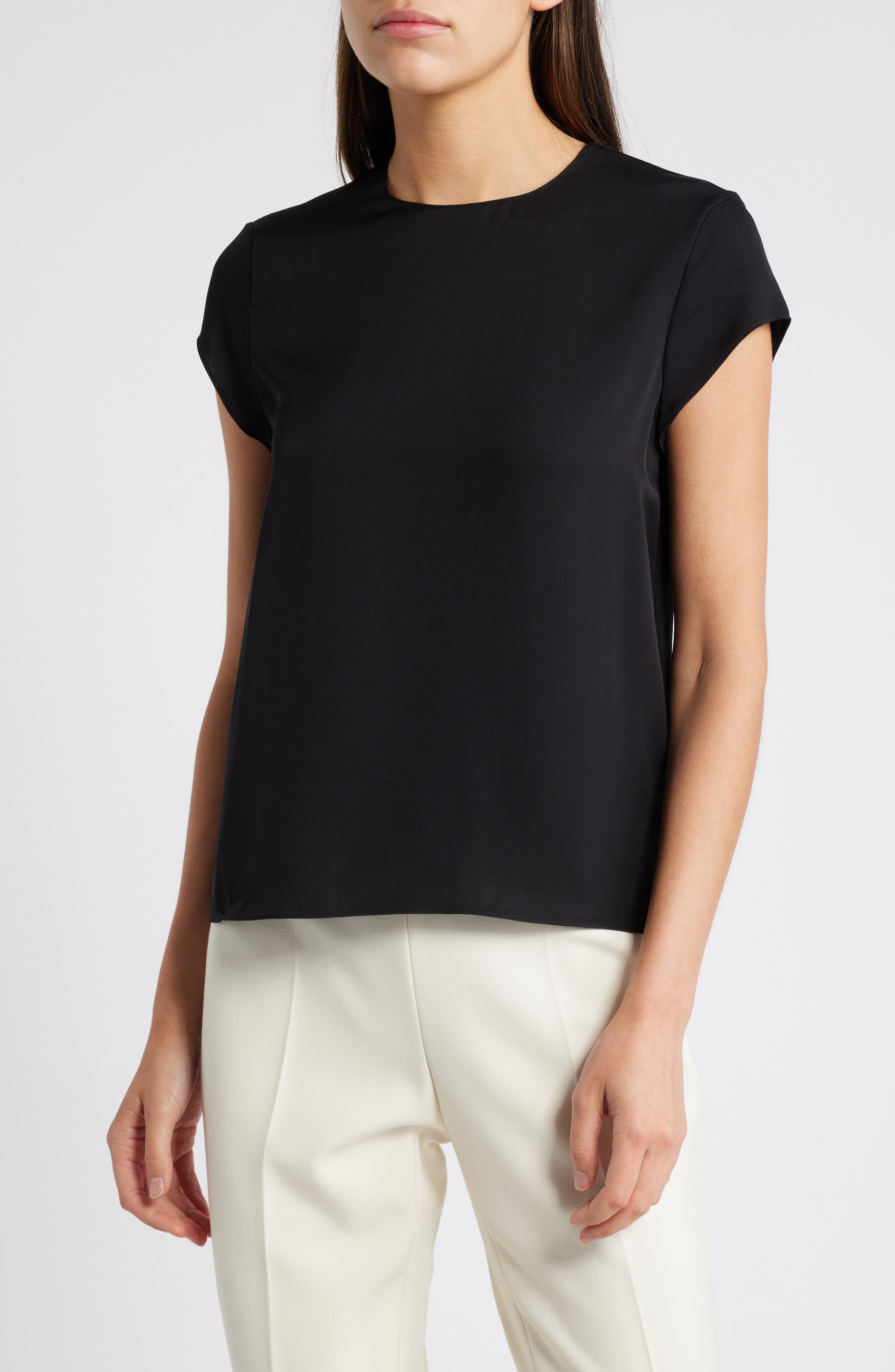 Theory Cap Sleeve Silk Top | Nordstrom