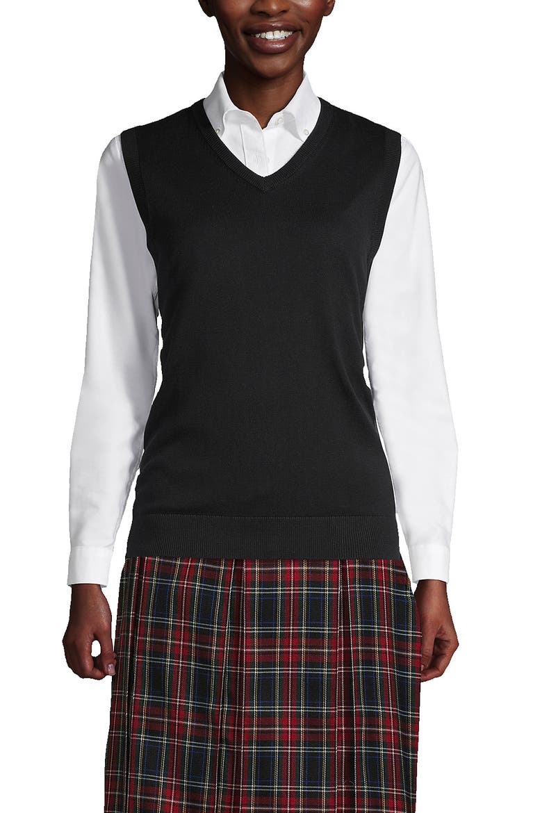 School Uniform  Cotton Modal Fine Gauge Sweater Vest, Main, color, Black
