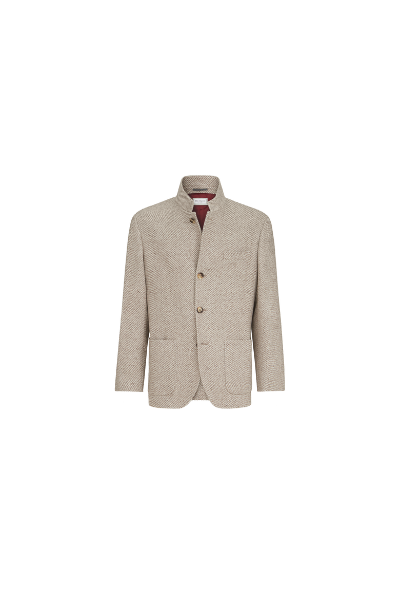 Cashmere and silk diagonal outerwear blazer with patch pockets, Alternate, color, Sand