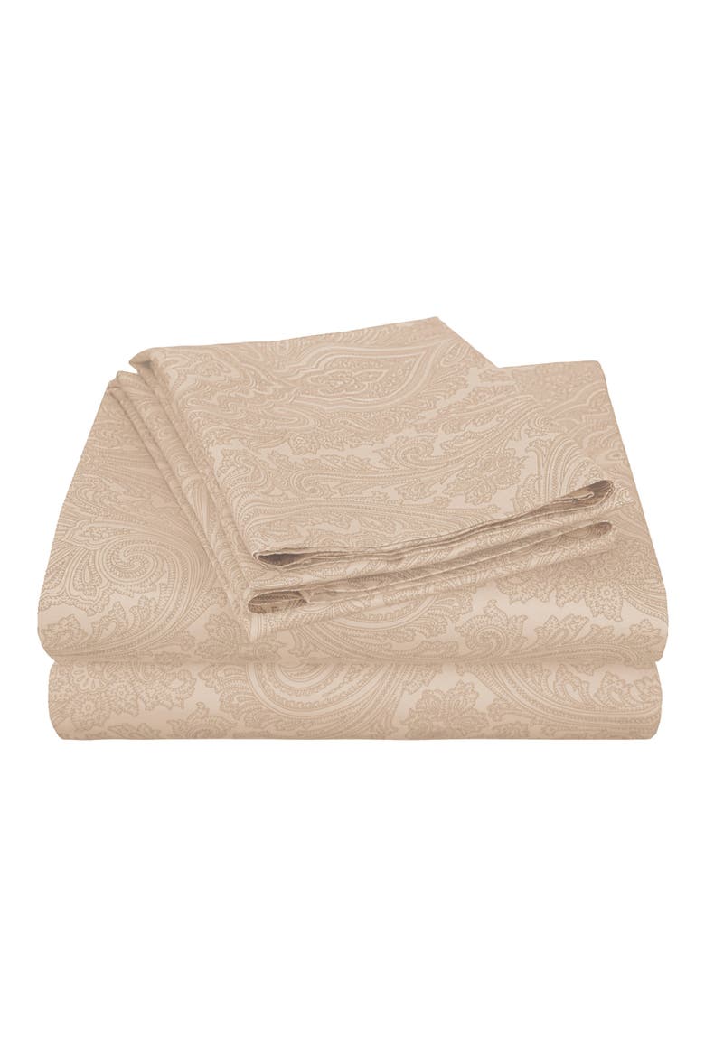 Paisley 600 Thread Count Sateen Sheet Set, Main, color, SAND