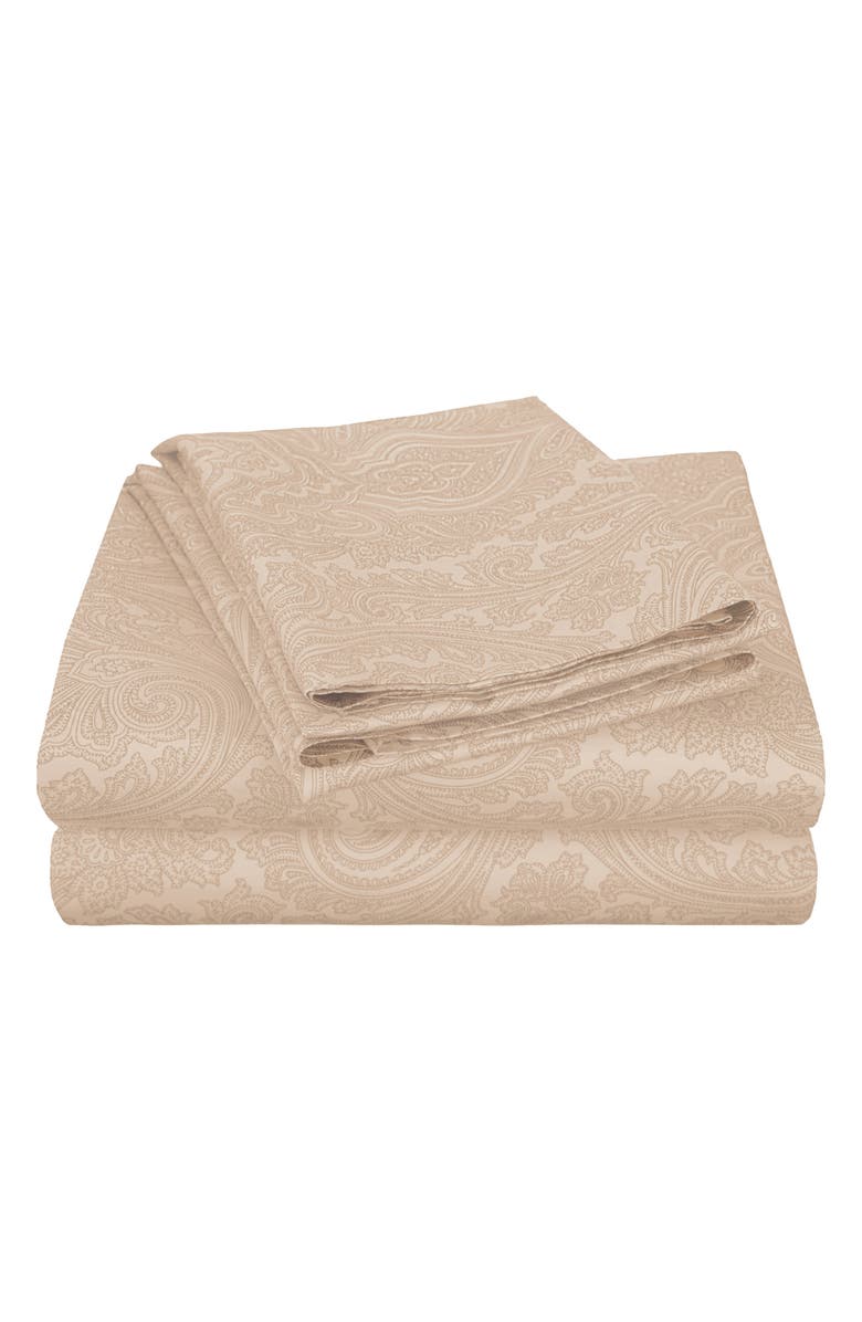 Superior Paisley 600 Thread Count Sateen Sheet Set, Main, color, Sand