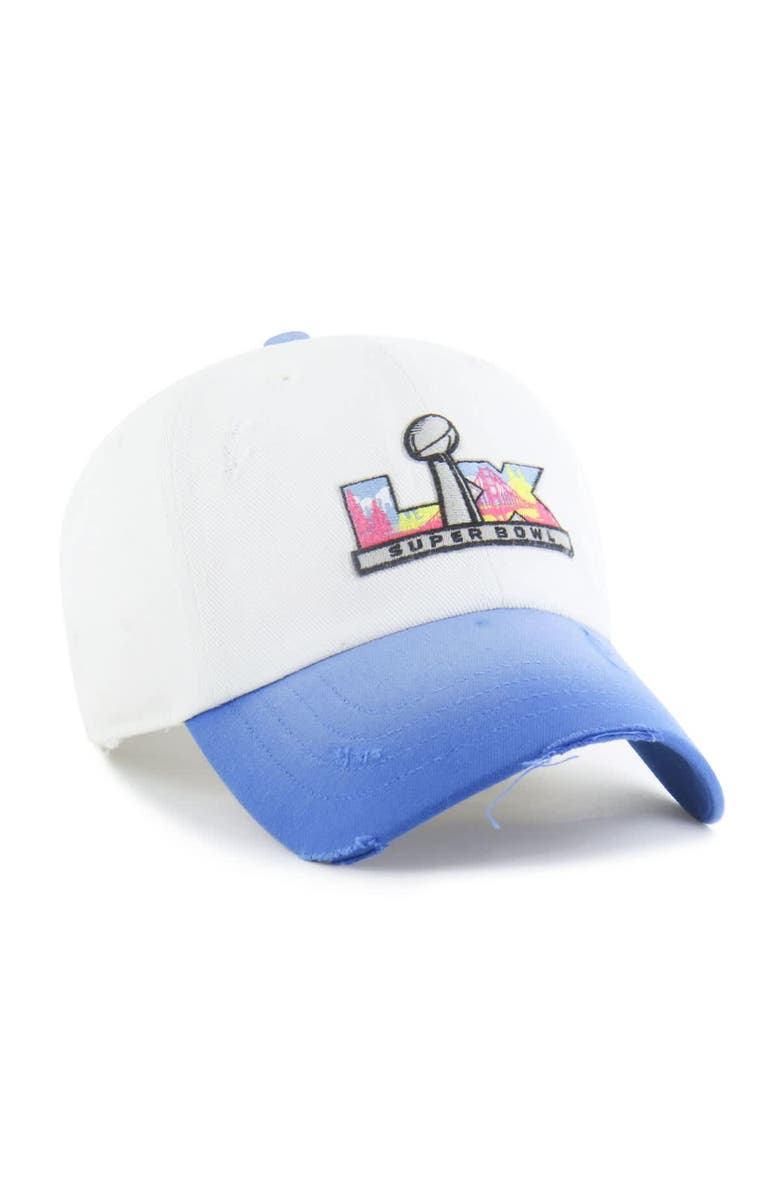 '47 Men's '47  White/Blue Super Bowl LX Distressed Two-Tone Clean Up Adjustable Hat, Alternate, color, 