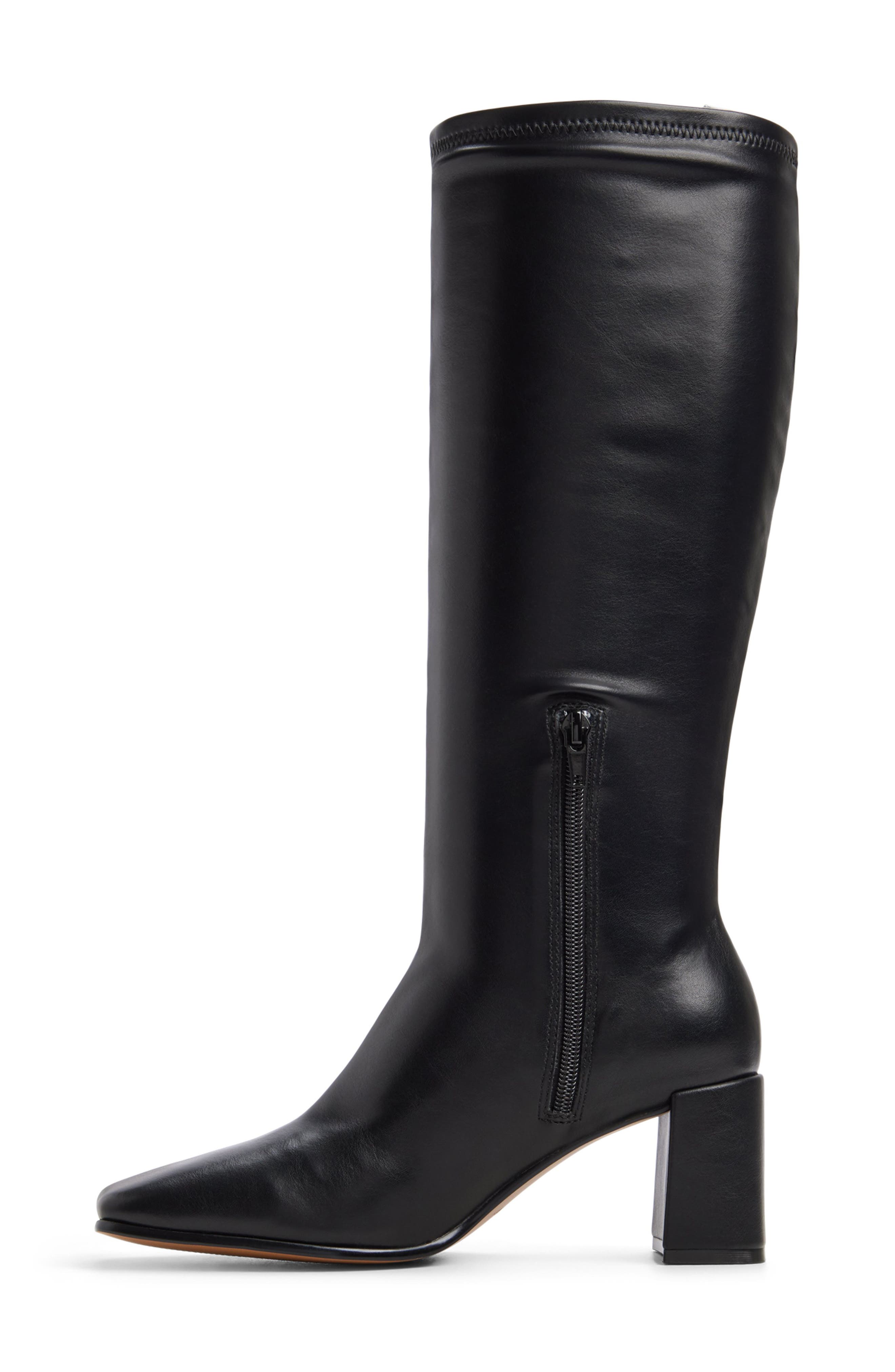 Rydley Knee High Faux Leather Boot, Alternate, color, BLACK