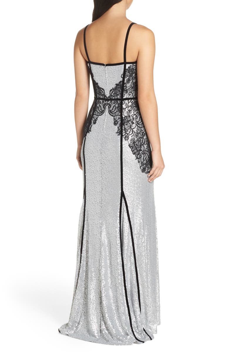 Tadashi Shoji Sleeveless Sequin & Lace Gown, Alternate, color,