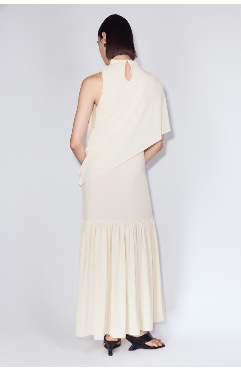 H&M Cape-detail Jersey Dress, Alternate, color, Pale Yellow