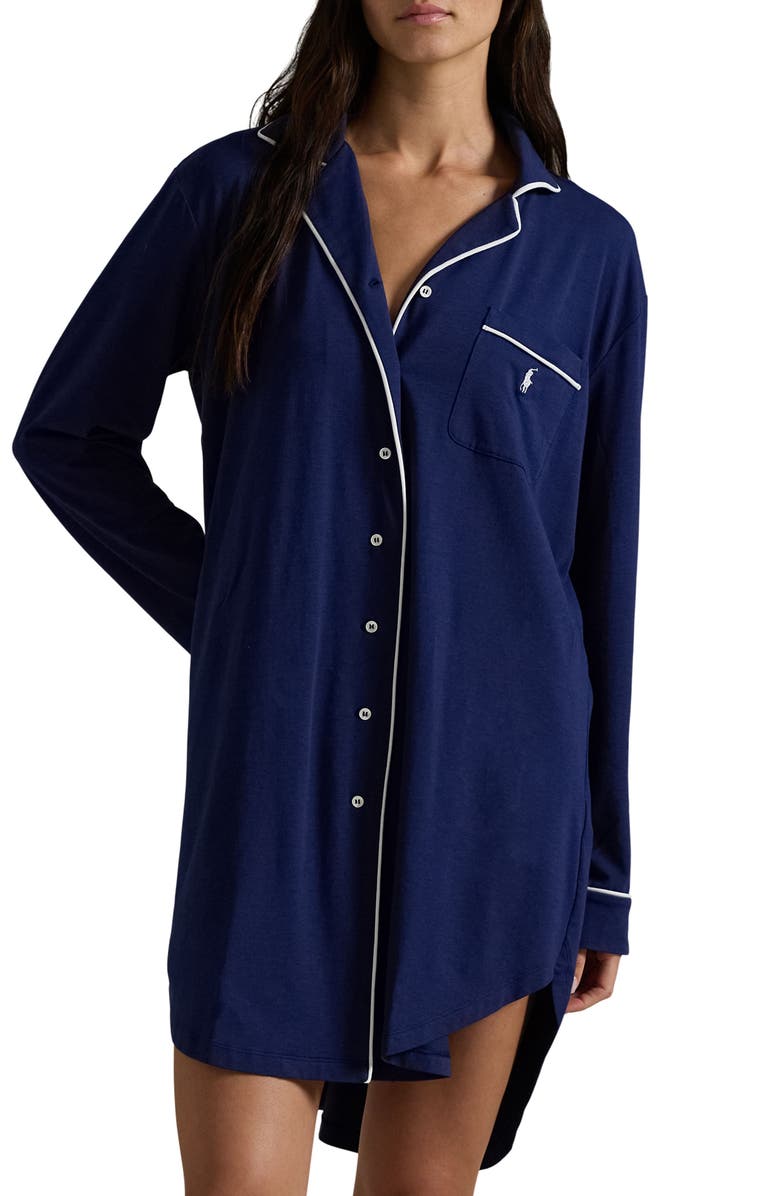 Polo Ralph Lauren Cotton Blend Sleepshirt, Main, color, Navy