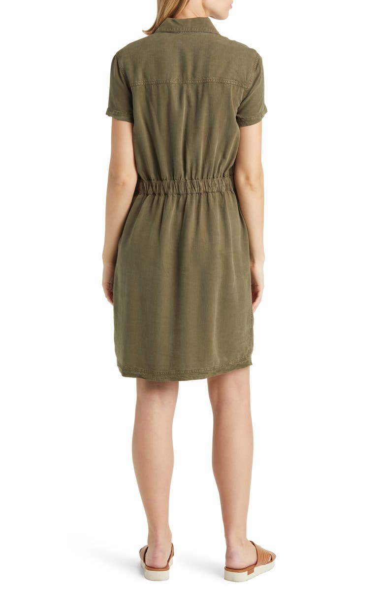 Caslon<sup>®</sup> Utility Short Sleeve Zip Front Shirtdress, Alternate, color, Olive Sarma