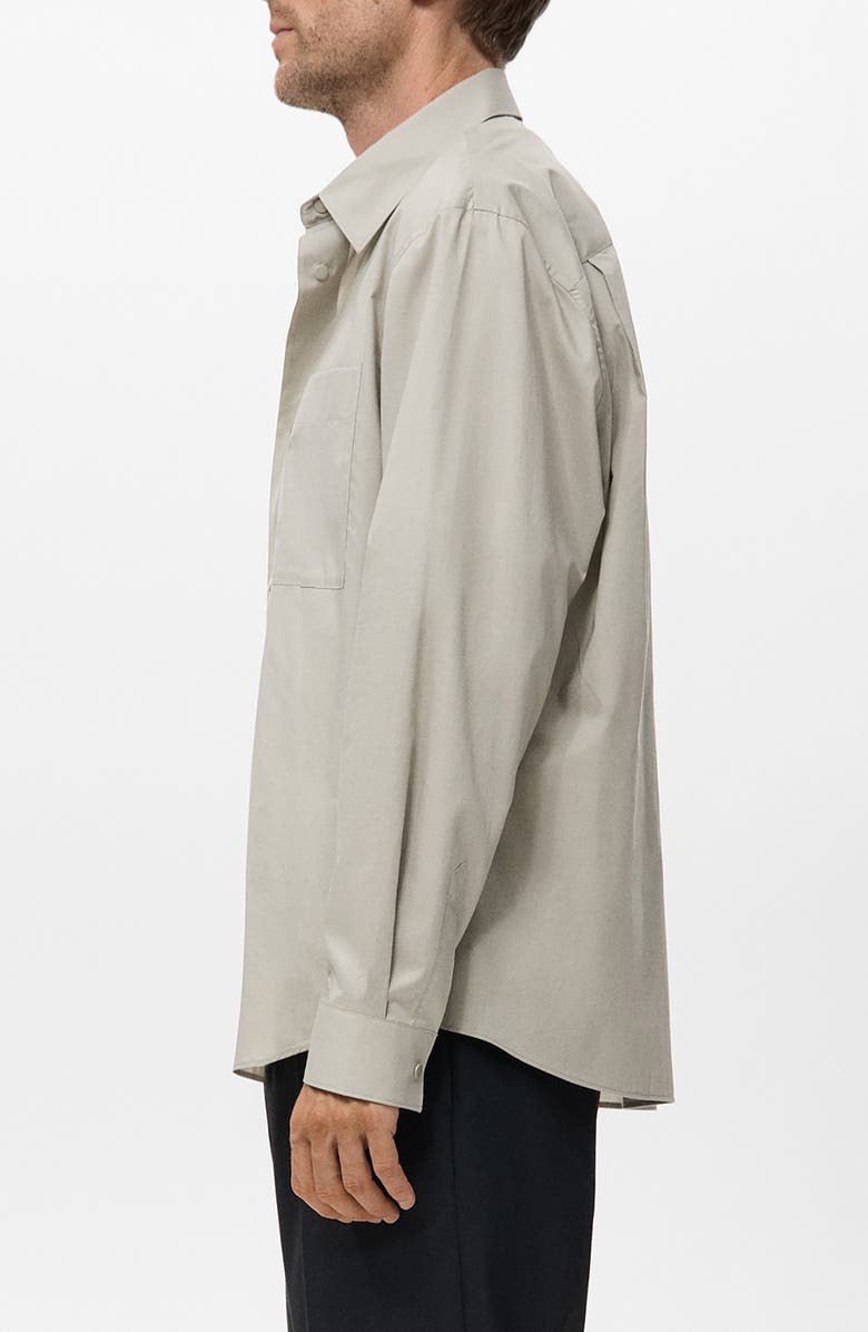 MANGO Relaxed Fit Solid Snap-Up Shirt, Alternate, color, Beige