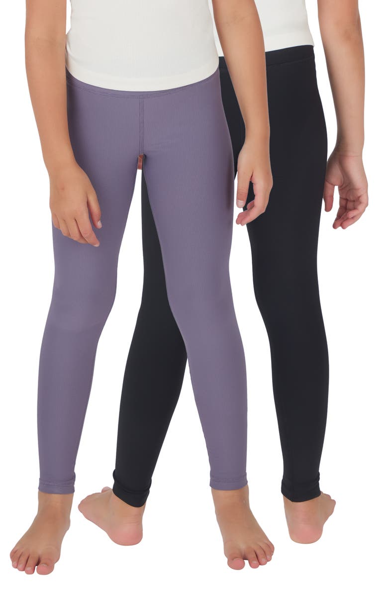 YOGALICIOUS Kids' 2-Pack Madison Crossover Waist Ribbed Leggings, Main, color,