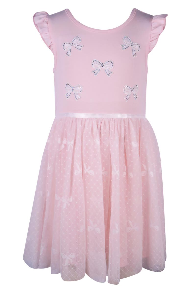 Zunie Kids' Ruffle Bow Lace Dress, Main, color, 