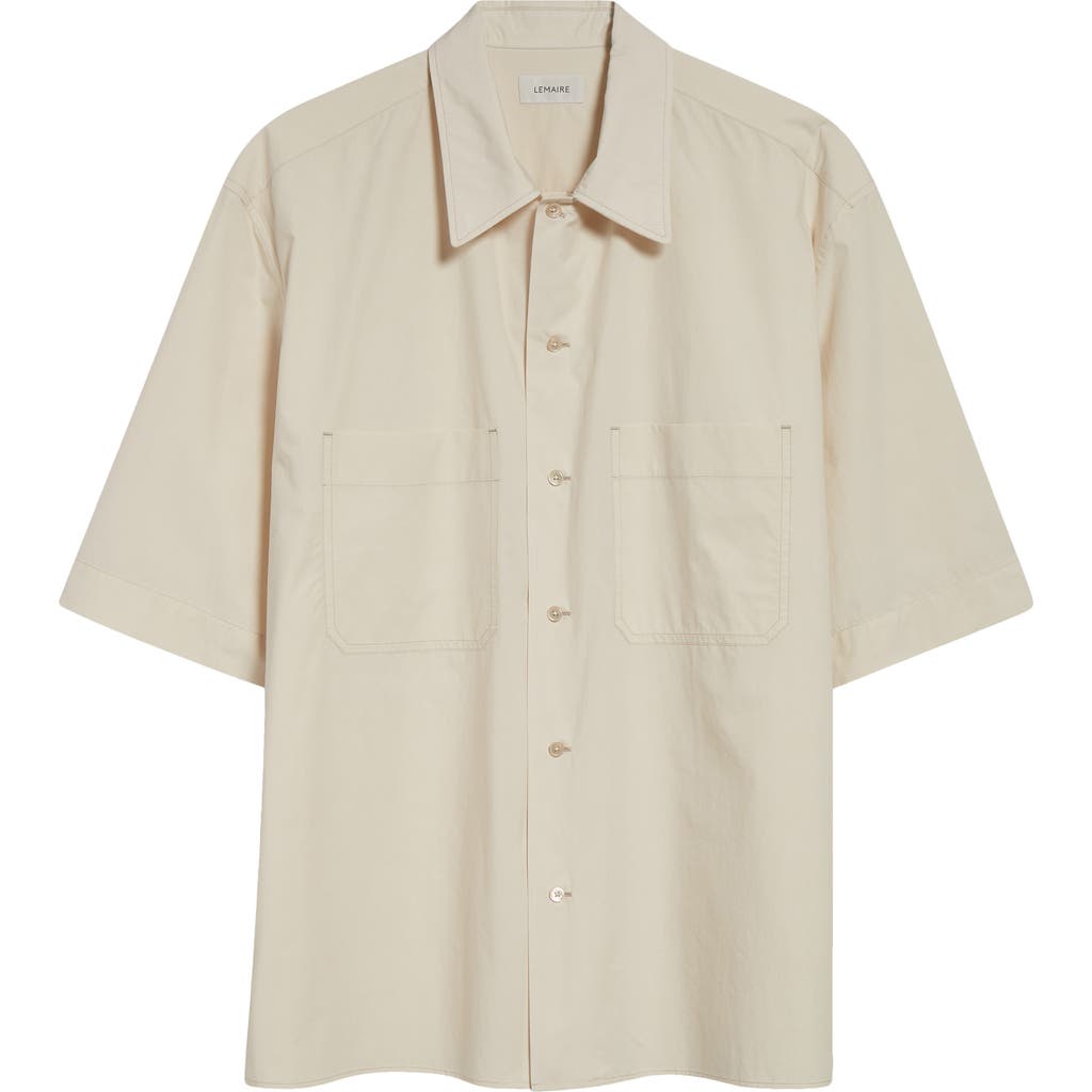 Lemaire Convertible Button-up Shirt In Warm Beige