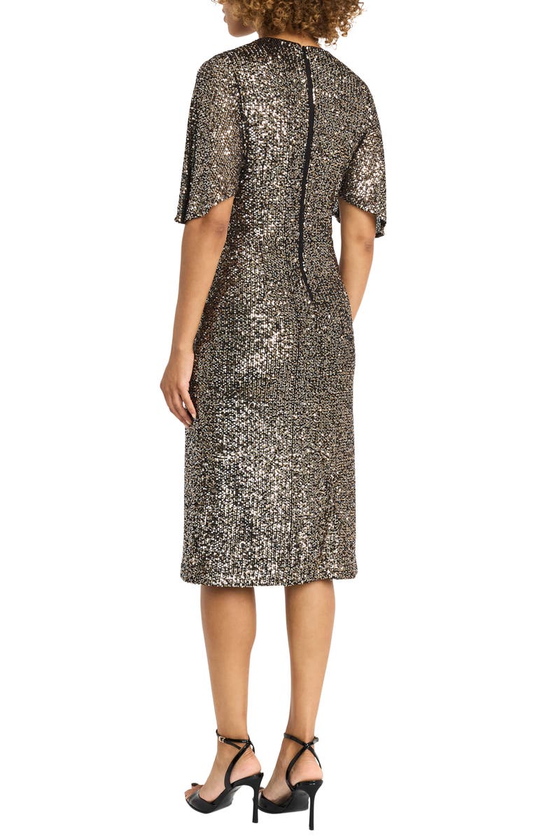Maggy London Sequin Flutter Sleeve Cocktail Midi Dress, Alternate, color,