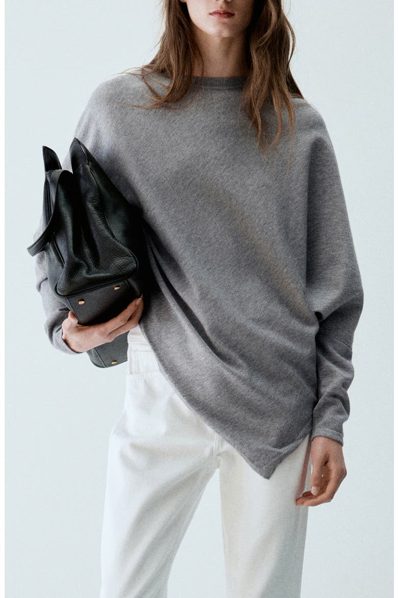 Vanessa Asymmetric Hem Sweater, Main, color, MEDIUM HEATHER GREY