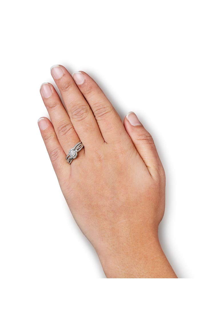 Silver 1/3 Cttw Diamond Bridal Set Ring and Band, Alternate, color, White