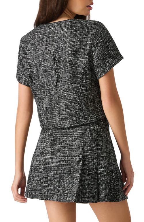 Steve Madden Aralynn Crop Tweed Top In Gray
