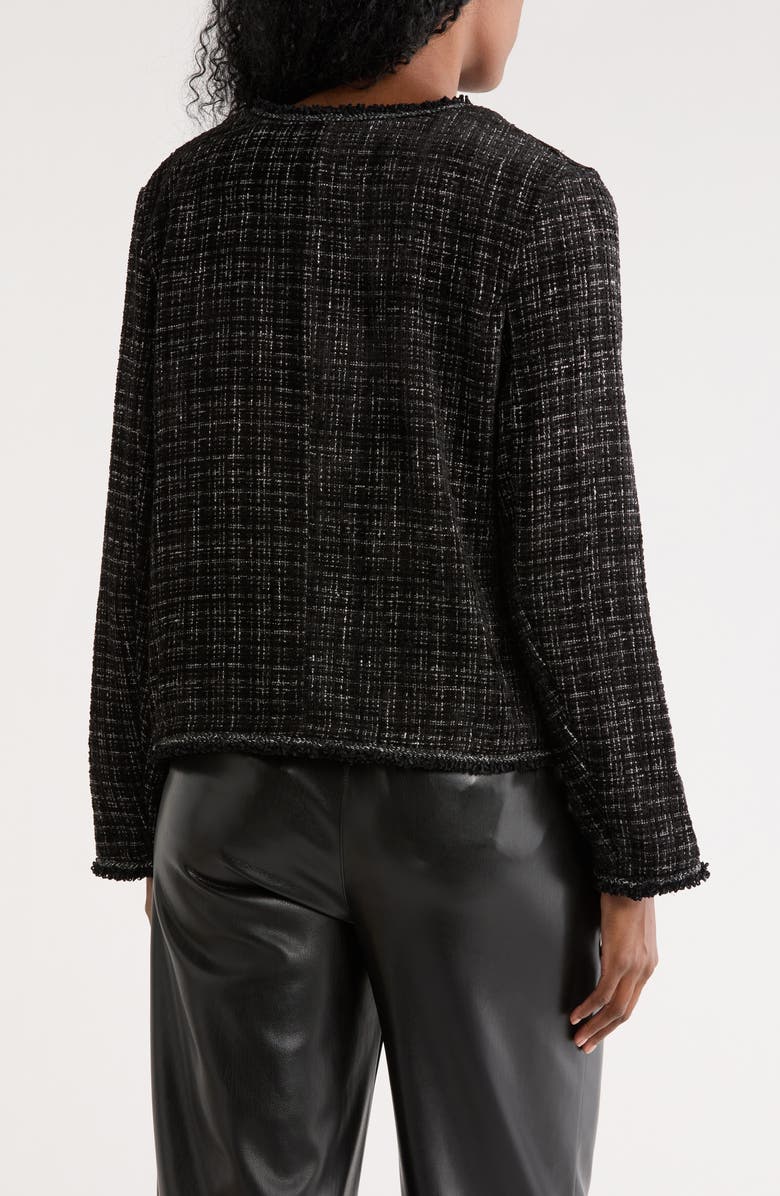 MAX STUDIO Cotton Blend Bouclé Jacket, Alternate, color, Black / Ivory