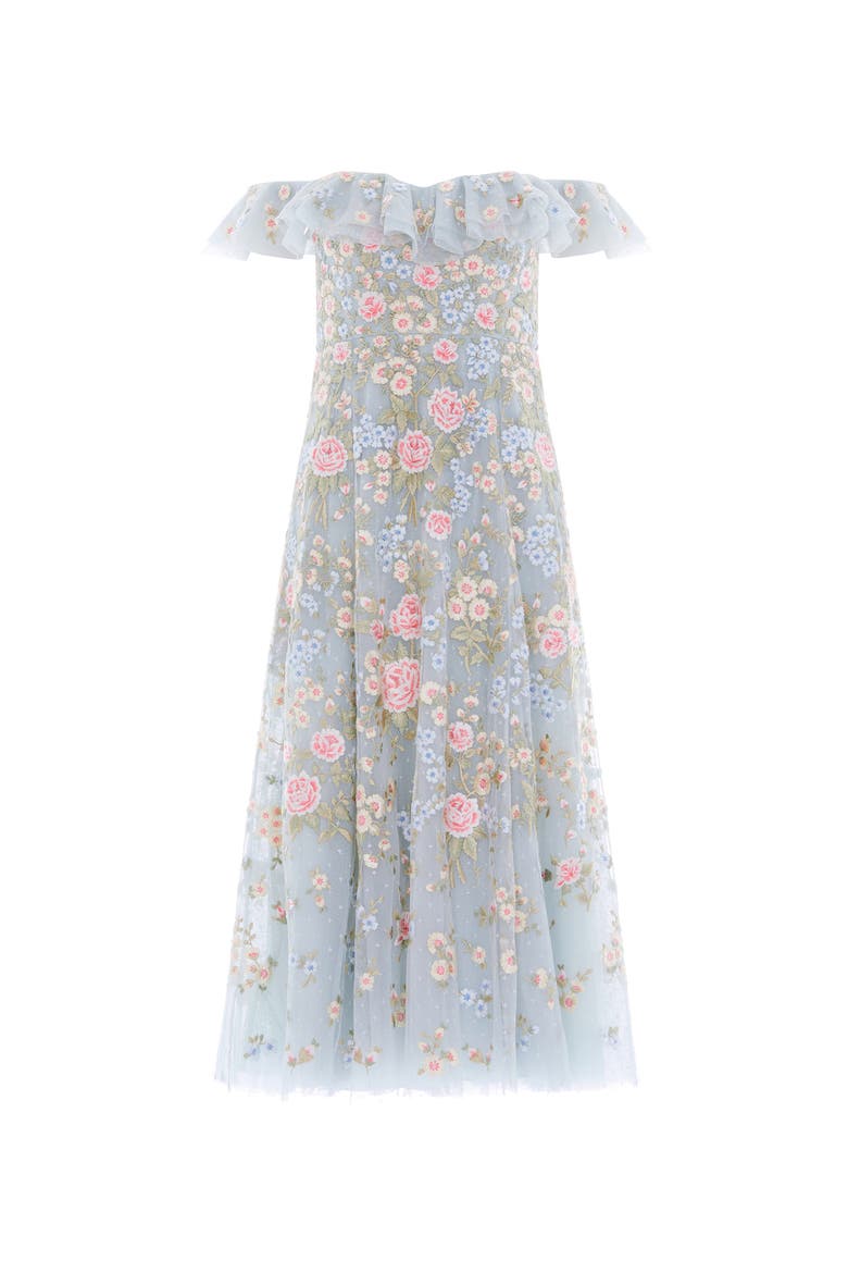 Antoinettes Floral Ballerina Midi Dress, Alternate, color, French Blue