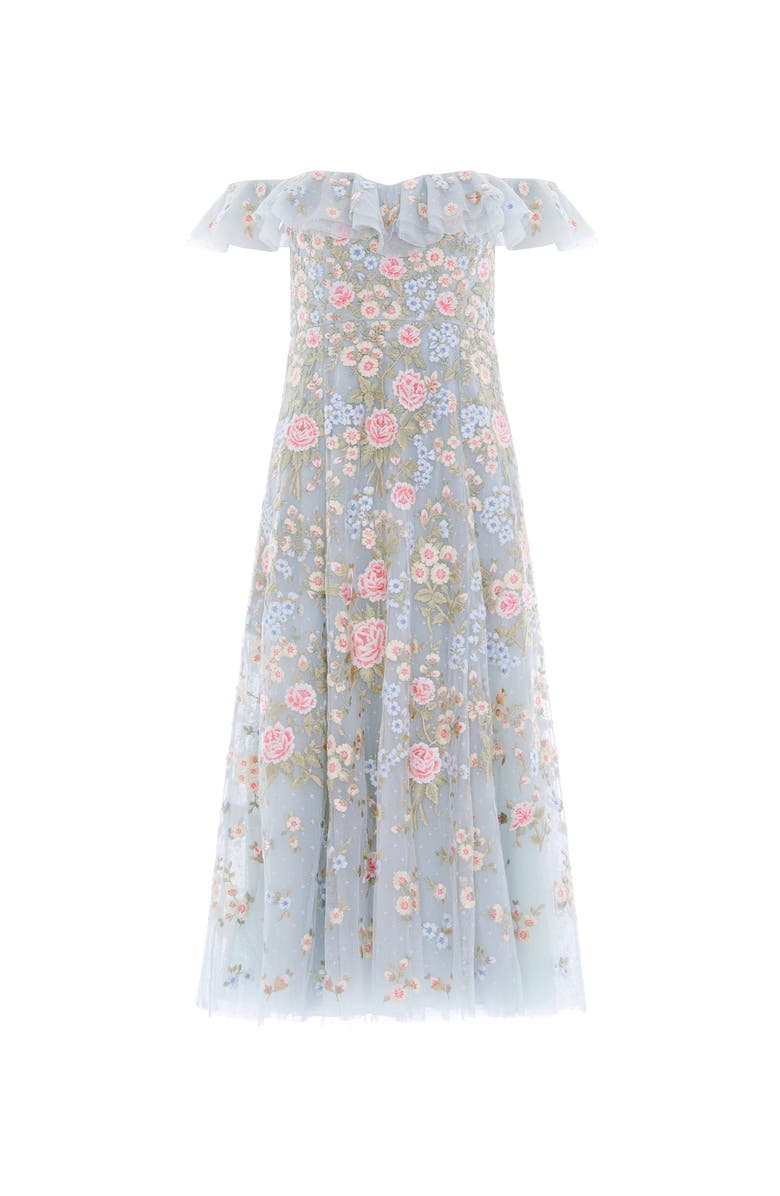 Needle & Thread Antoinettes Floral Ballerina Midi Dress, Alternate, color, French Blue