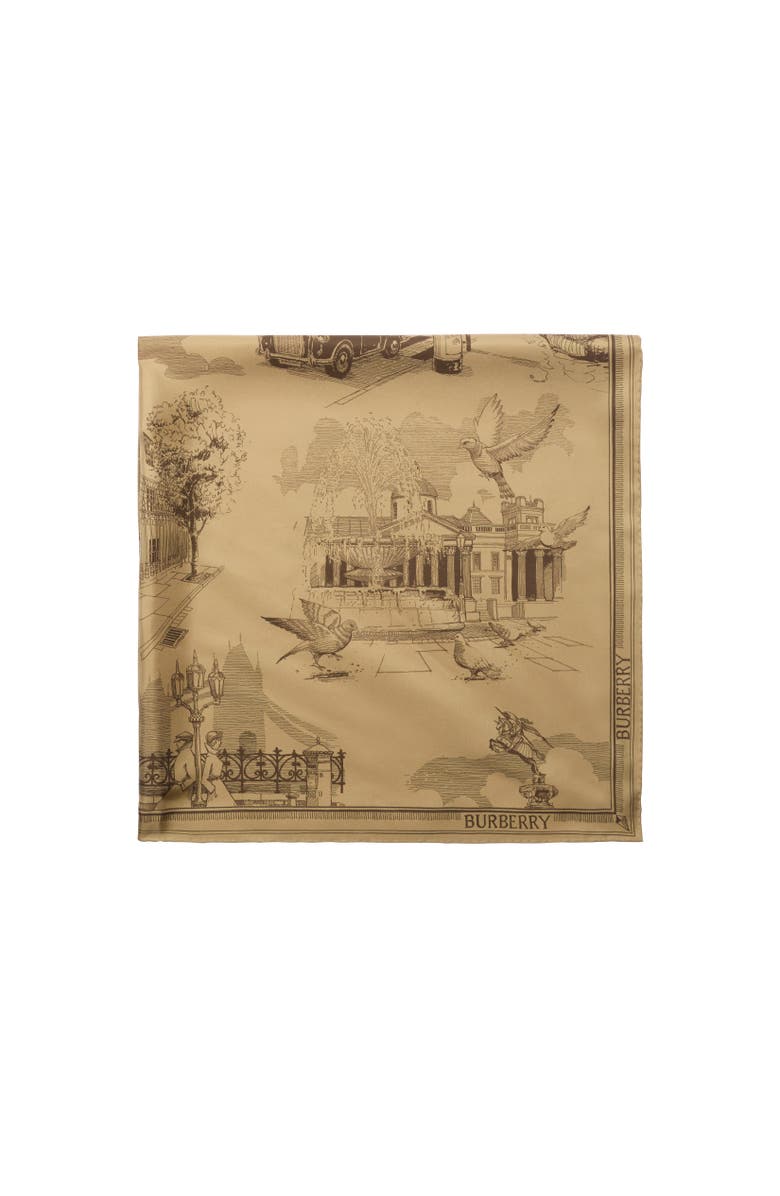 Burberry London Landmarks Silk Scarf, Alternate, color, Sand