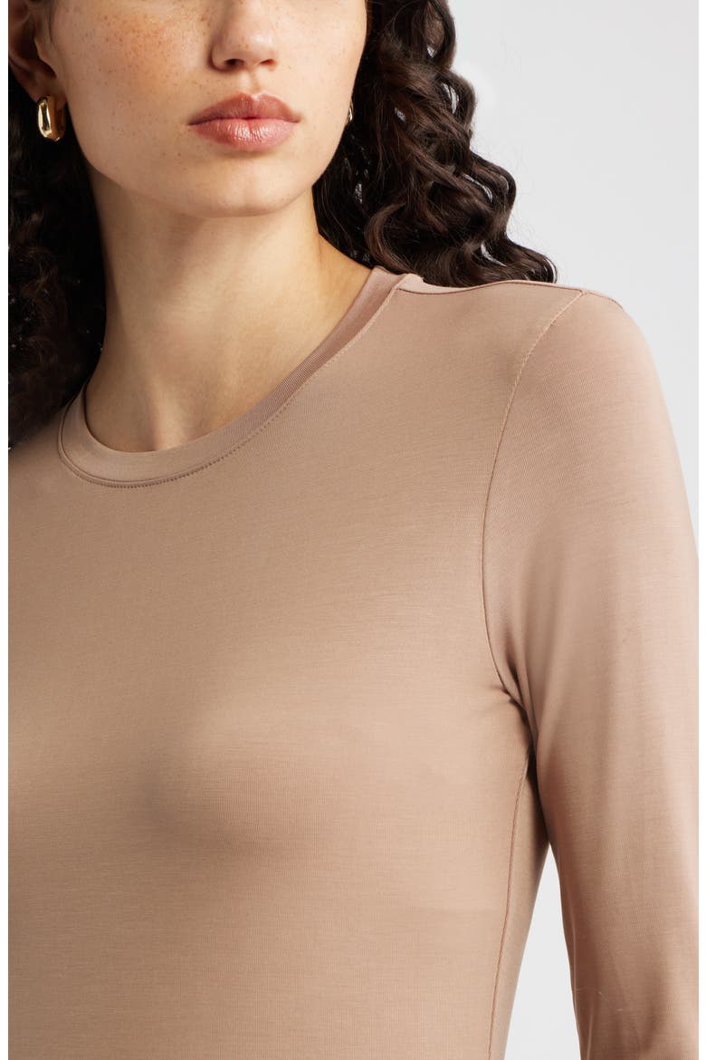 Long Sleeve Crewneck T-Shirt, Alternate, color, TAN PORTABELLA