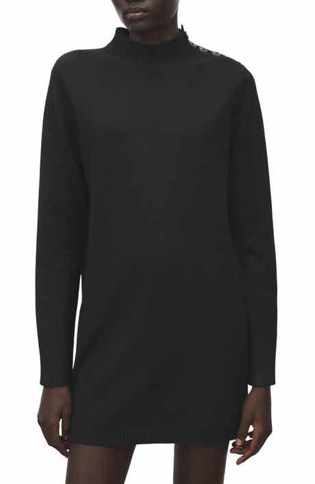 Button Detail Long Sleeve Sweater Dress