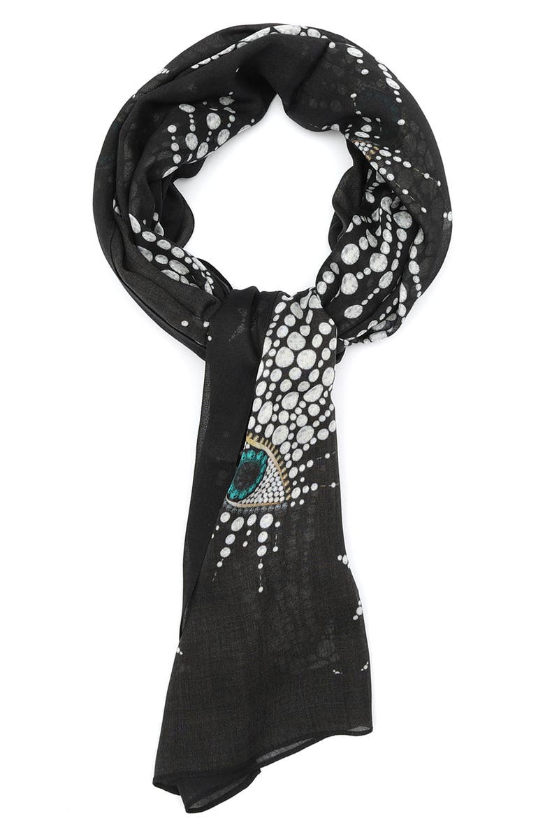 Kurt Geiger London Shooting Stars & Evil Eyes Print Scarf, Alternate, color, 