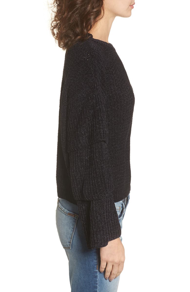 Woven Heart Triple Ruffle Sweater, Alternate, color,